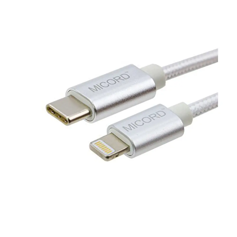 Silver Micord USB 3.1 USB-C to Lightning Cable