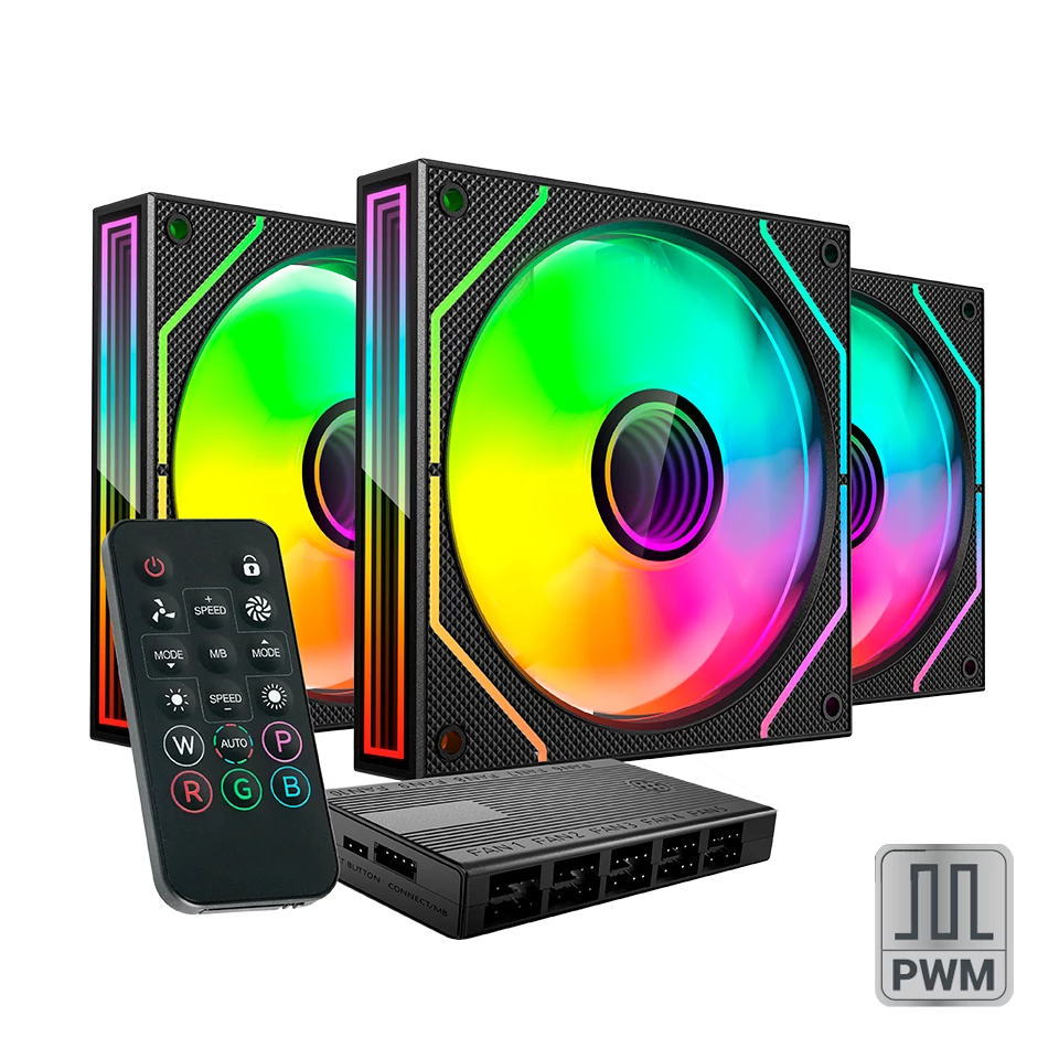Mars Ultra-Quiet Pwm 3X 120Mm Infinity Mirror Argb Gaming Fan