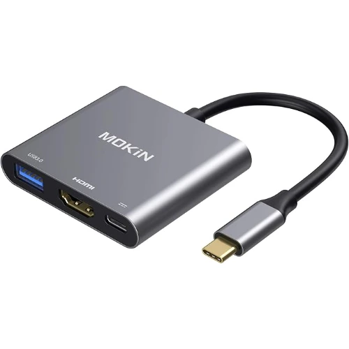 Mokin USB‑C Multifunction Adapter | USB‑C to USB‑C, HDMI, USB 3.0 Hub, Fast Data & Display Expansion