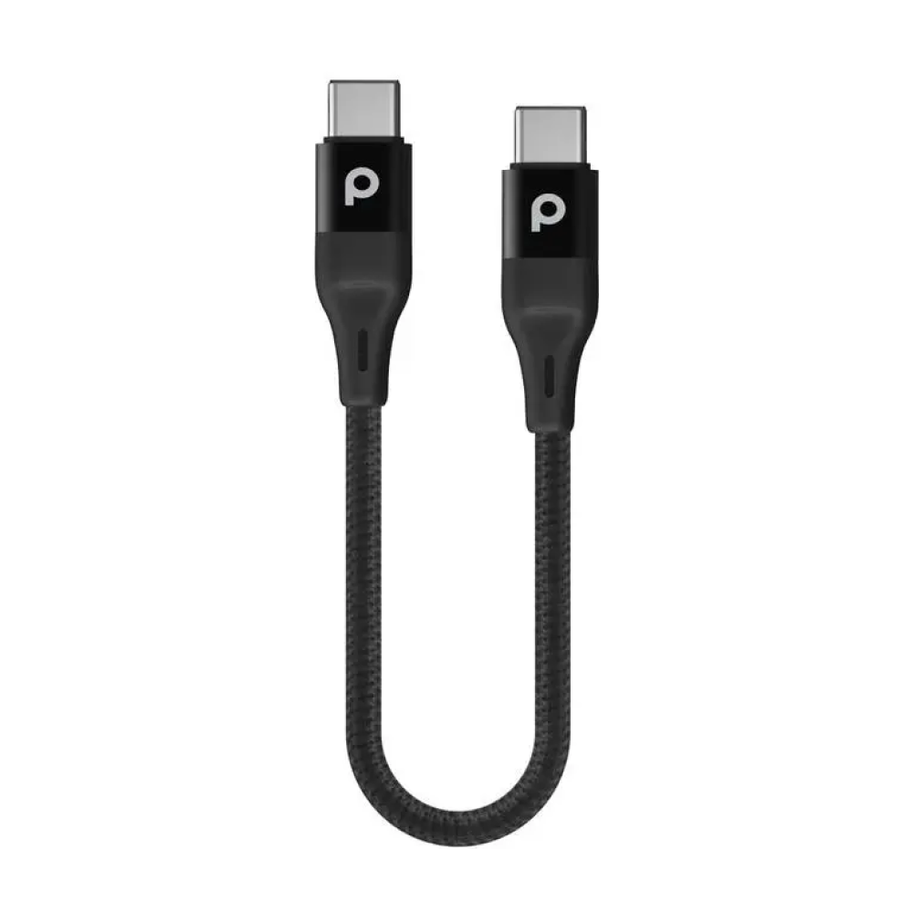 Porodo Aluminum Braided USB-C to USB-C Cable - 0.25M, 60W, Black