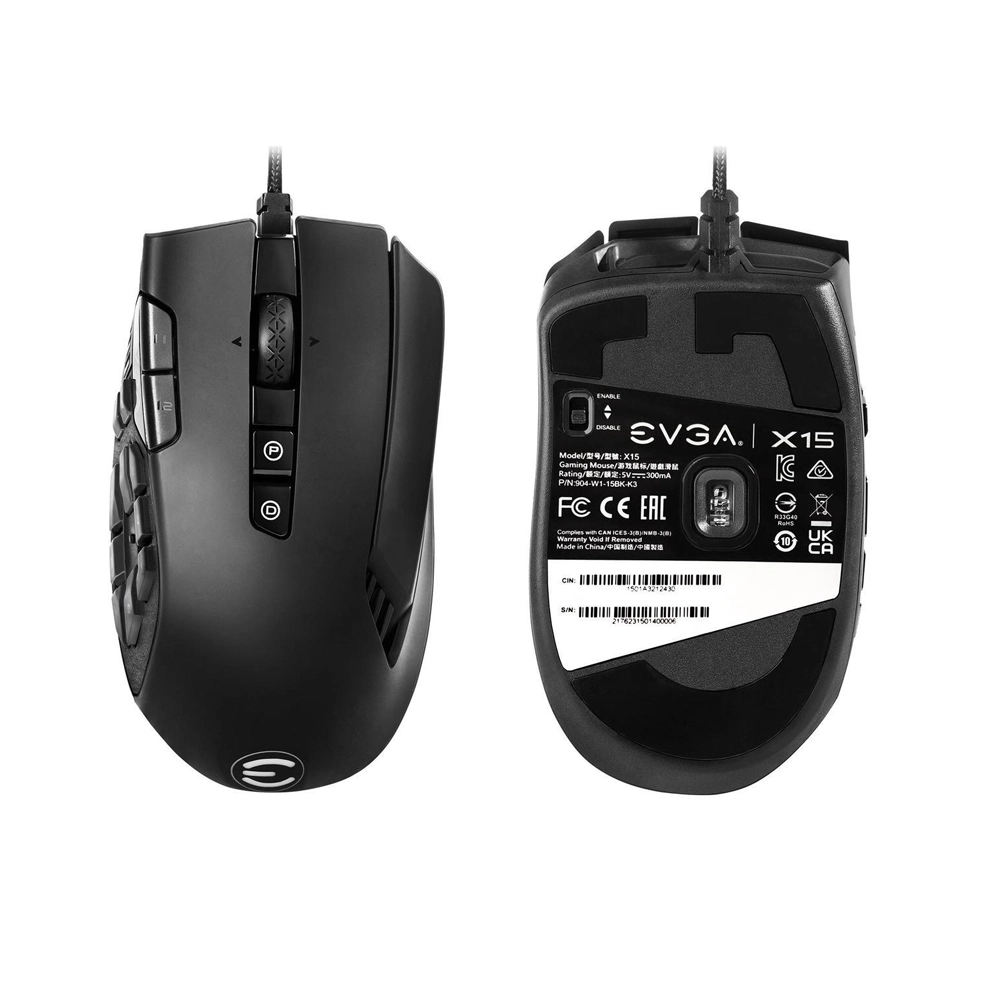 EVGA X15 MMO Gaming Mouse – 8K, Wired, Black