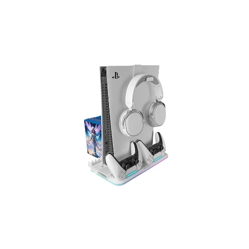 Mars Gaming MPS5B2 PS5 RGB Stand | Cooling Dock, Dual Controller Charger, Headset Holder, ARGB Lighting, Slim Design