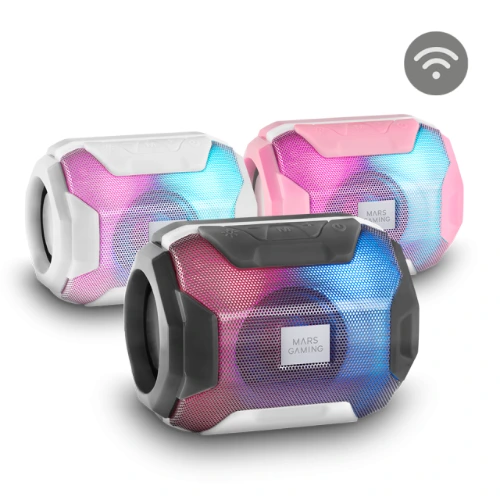Mars Gaming MSB-AXP Bluetooth Speaker | 10W RMS Ultra-Bass, RGB Lighting, USB & microSD Support, Pink
