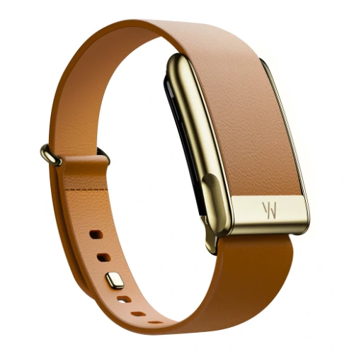 WHOOP MG LeatherLuxe Italian Leather Band Gold Titanium Size L