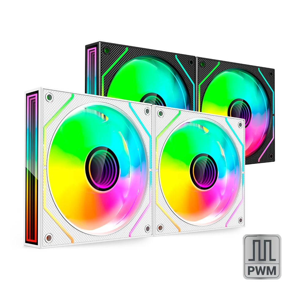Mars Reversed Ultra-Quiet Pwm 2X 120Mm Infinity Mirror Argb Gaming Fan White