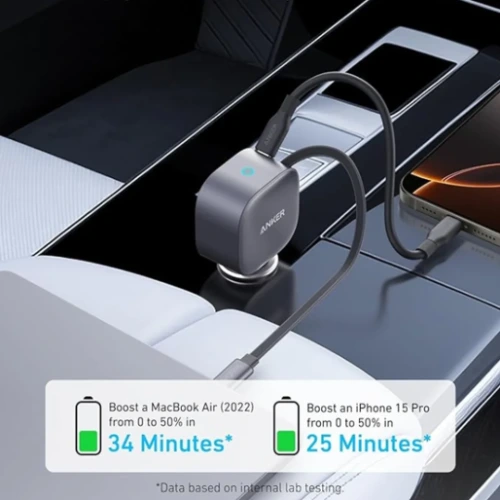 Anker Nano 75W USB‑C Car Charger Fast Charging Compact Adapter