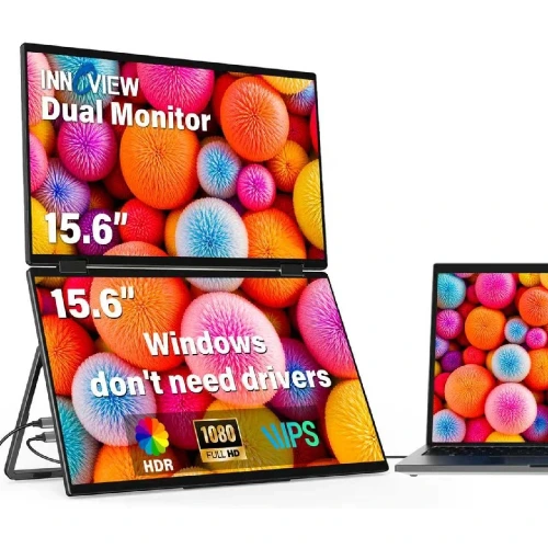 InnoView Dual Portable Monitor 15.6" FHD Dual Stacked Foldable Monitor