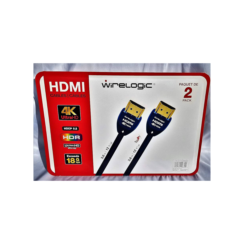 Wirelogic 4K HDMI Cable - 2.5m, Pack of 2