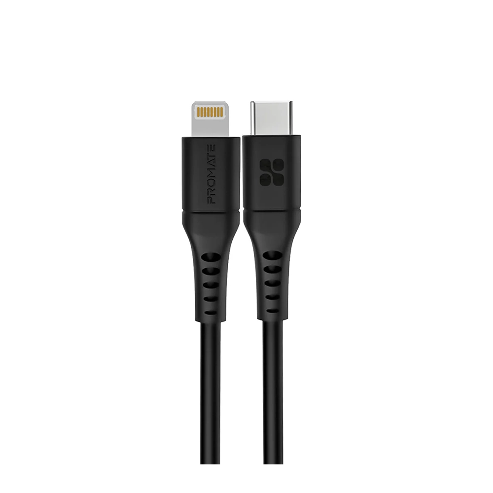 Promate 20W Ultra-Fast USB-C to Lightning Cable - 3m, Black