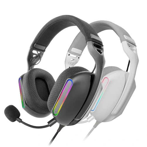 Mars ARGB Stereo Gaming Headset White | 3.5mm Audio + USB RGB Lighting, Over‑Ear Comfort, Stereo Sound