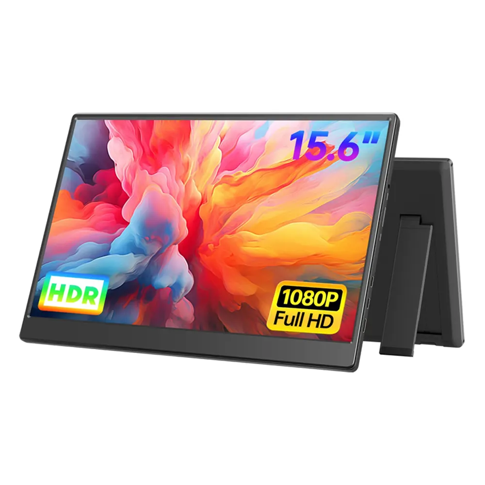 Apildella, 15.6'' Portable Ultra Slim Travel Monitor With Kickstand