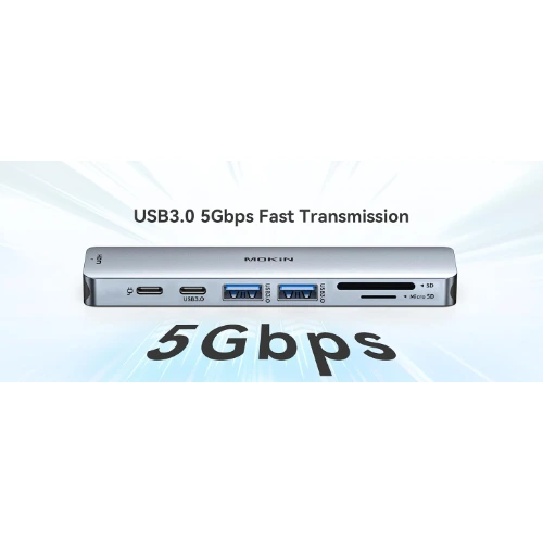 Mokin 7‑in‑1 USB‑C Hub | HDMI, 3x USB 3.0, SD/TF Card Reader, USB‑C PD Charging Adapter