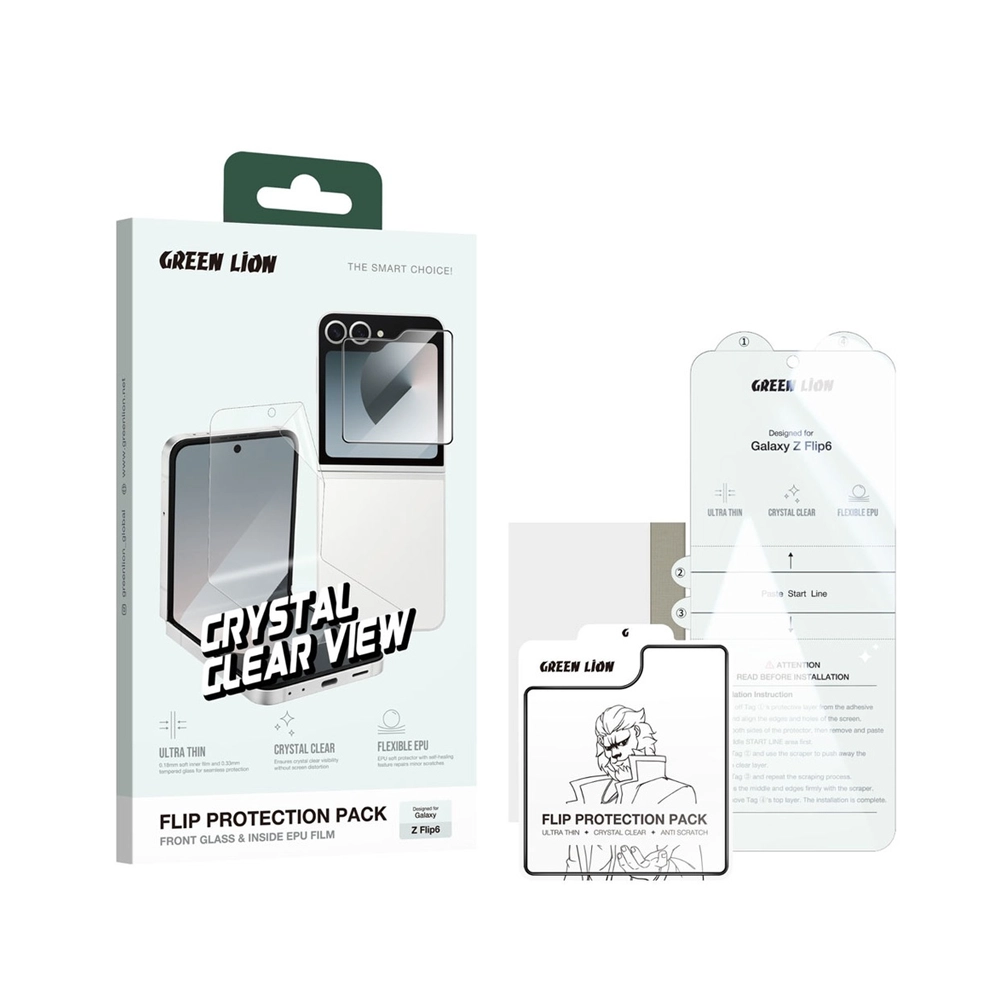 Green Lion Flip Protection Pack for Z Flip 6 - Clear