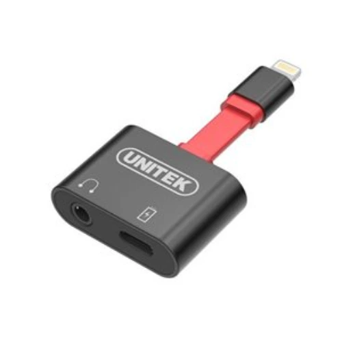 Unitek Lightning Audio + Charging Splitter | Dual Port Adapter for iPhone, 3.5mm Headphone Jack + Lightning Charging