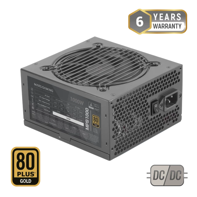Mars Extreme Silence 1000W Gaming Power Supply 80 Plus Gold 120Mm