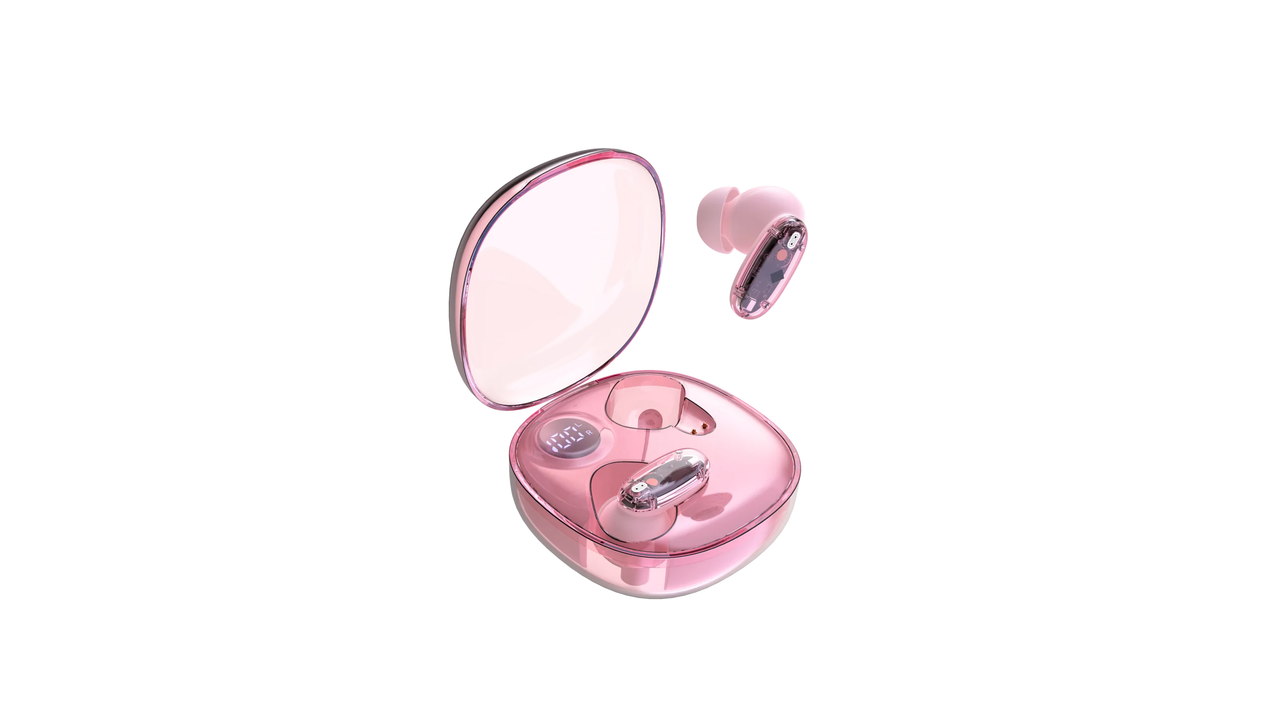 Mars Ultra-Compact Bluetooth 5.4 Earphones Type C Semi-Transparent Pink