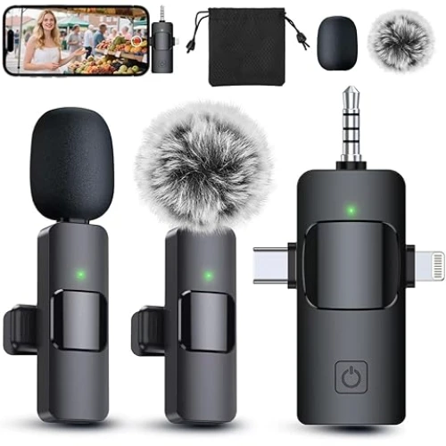 Goordik Wireless Lavalier Microphone | Portable Clip‑On Mic, Noise Reduction, Long-Range, For iPhone/Android/Camera