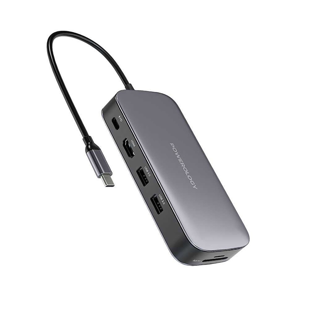 Powerology USB-C Hub & SSD Drive - 512GB, PD 100W, Gray
