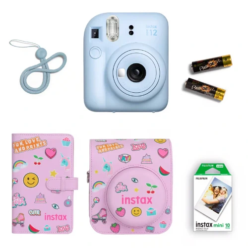 Fujifilm Instax Mini 12 Bundle Pastel Blue – Camera + Film + Case & Accessories