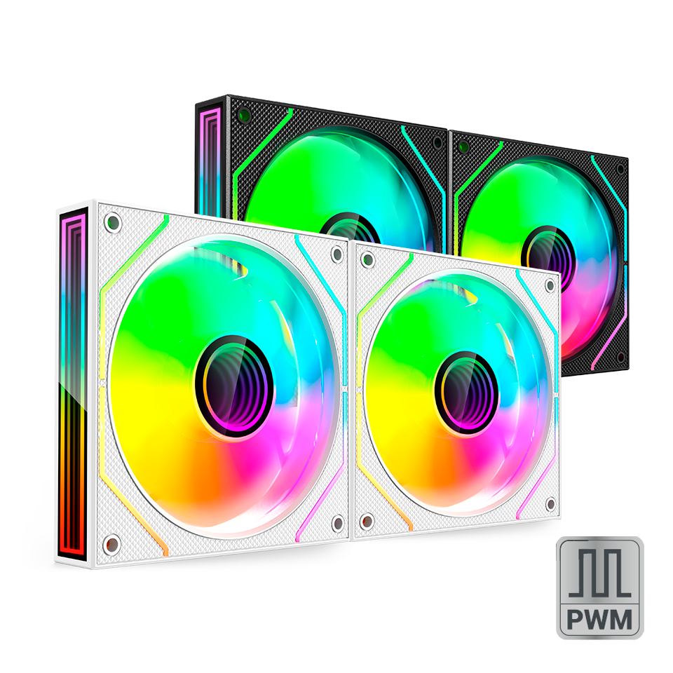 Mars Ultra-Quiet Pwm 2X 120Mm Infinity Mirror Argb Gaming Fan White
