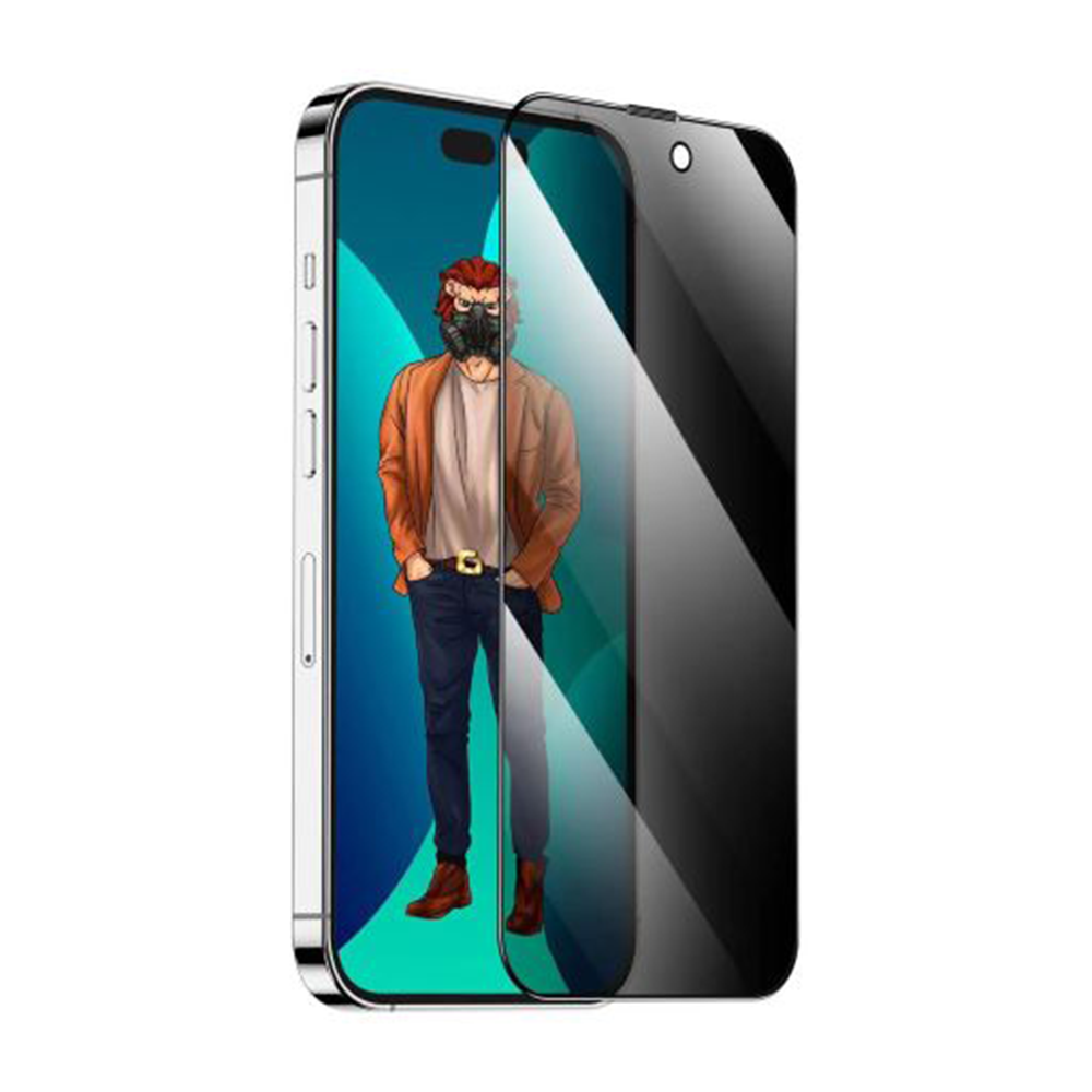 Green 3D Desert Privacy Glass for iPhone 14 Pro - Black