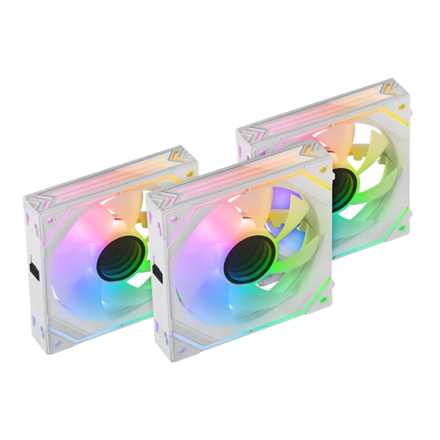 Mars Ultra-Quiet Pwm 3X 120Mm Infinity Mirror Argb Gaming Fan With Argb Control Box White