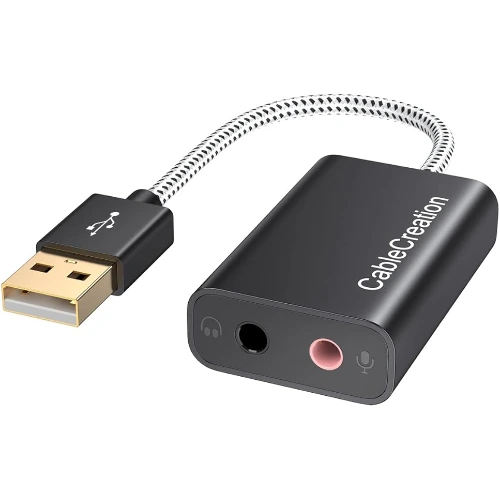 CableCreation USB Audio Adapter | External Sound Card, 3.5mm Jack, Plug & Play USB Sound Adapter