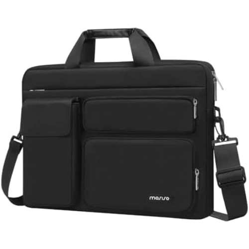 Mosiso 15 Inch Laptop Shoulder Bag – Polyester Protective Case Black