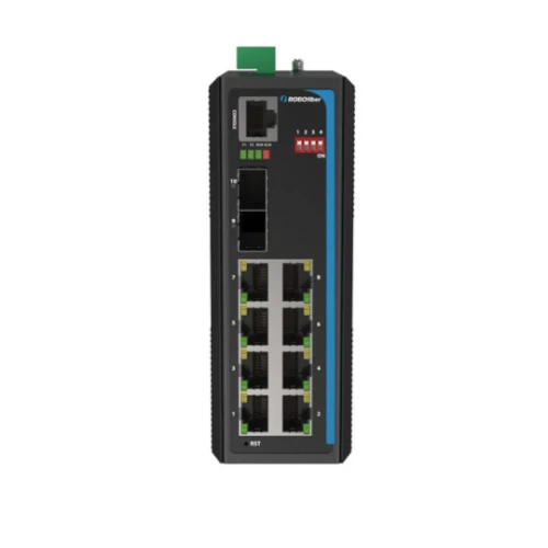 RoboFiber Industrial Gigabit Fiber POE Switch 8x RJ45 + 2x SFP ports