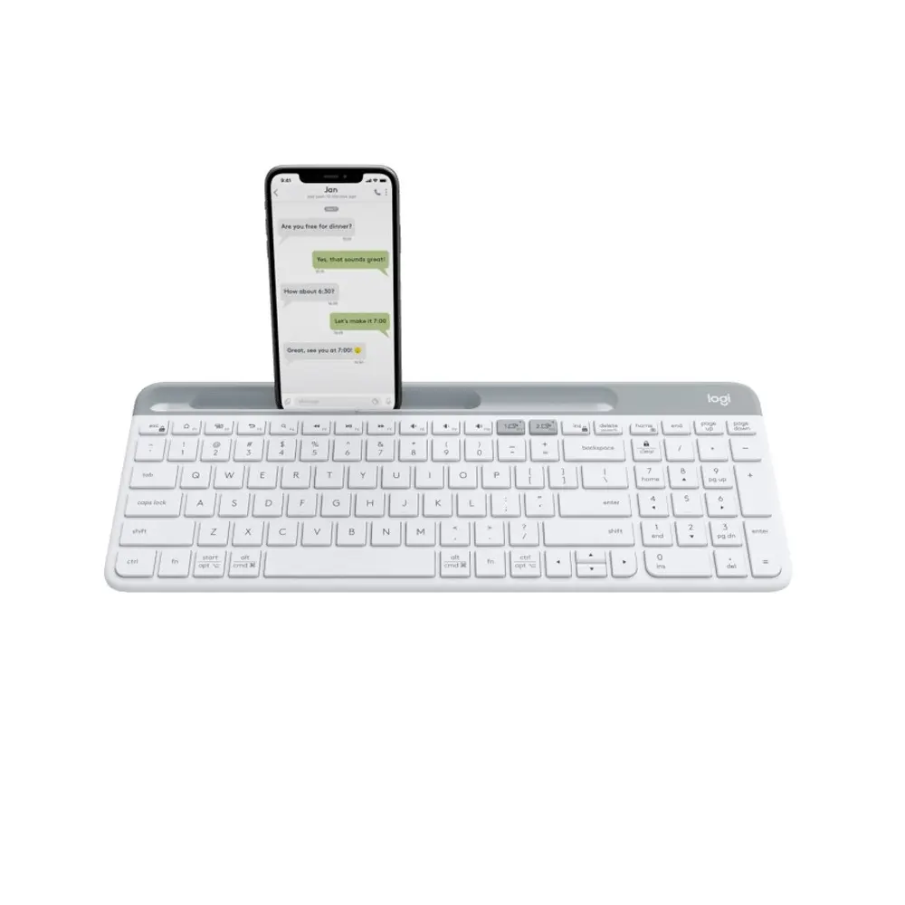 Logitech K580 Slim Multi-Device Wireless-Bluetooth Keyboard - Ara - White